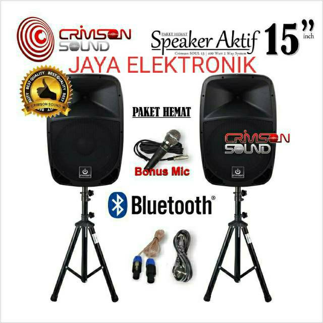 PAKET KOMPLIT SPEAKER AKTIF CRIMSON 15 inch BLUETOOTH Type SOUL