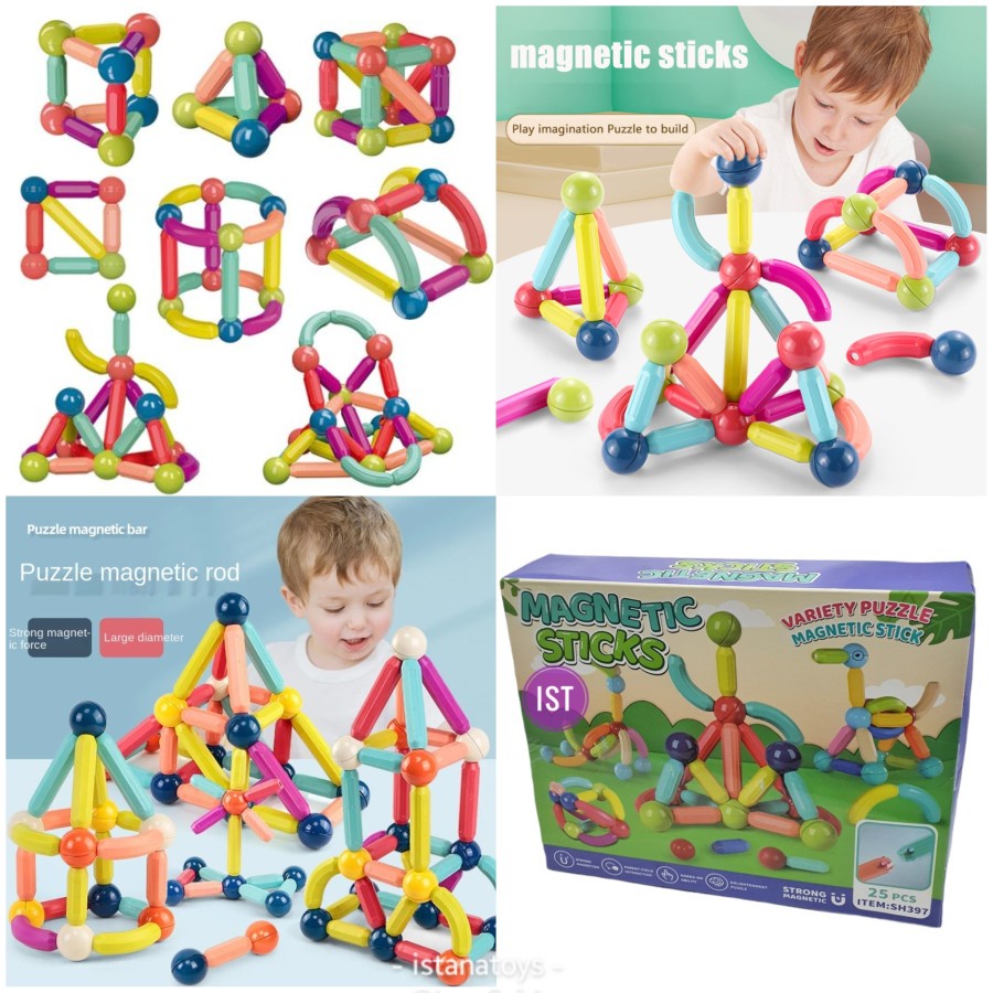 MWN Mainan Edukasi magnetic Sticks and Balls / stick magnet anak SH397