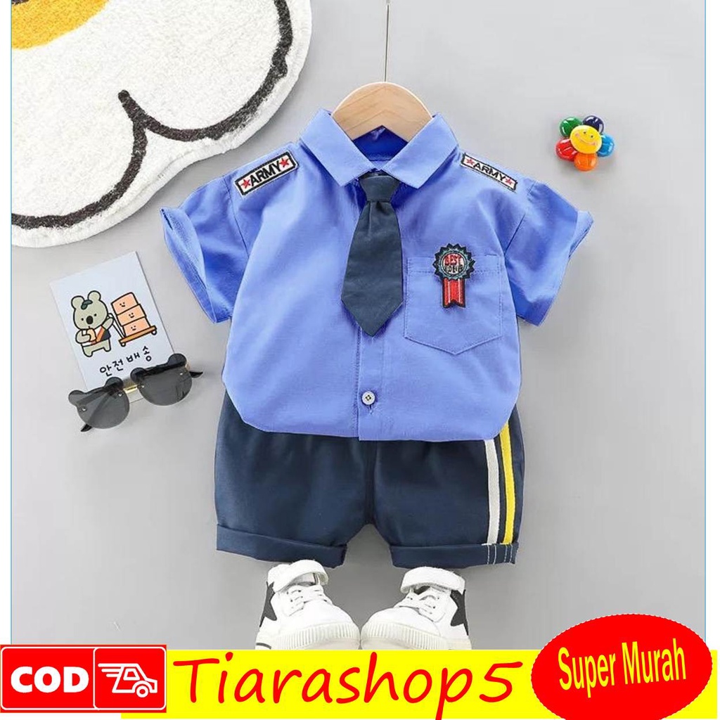 Baju Setelan Pesta Anak Cowok Trend Korea Trend Kekinian Terbaru 2021 Set 3in1 Celana Kemeja Dasi Vi