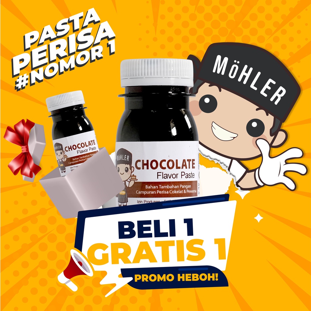 MOHLER Pasta perisa pewarna COKELAT / CHOCOLATE (KLIK KOMBO HEMAT UNTUK BELI 1 GRATIS 1)