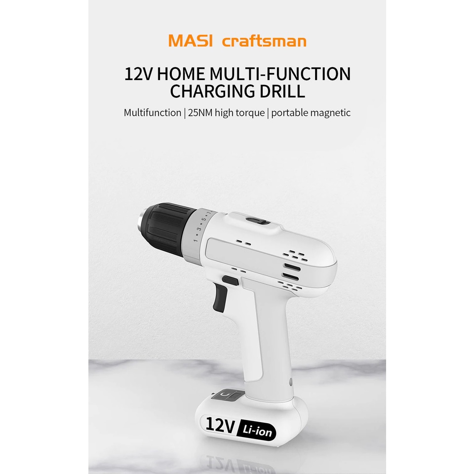 MASI CRAFTSMAN - Electric Drill 12V Non-Impact Type - MSID1202-01 - Bor dan  Obeng Elektrik 12V