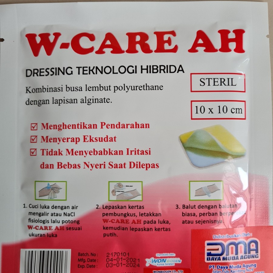 W CARE AH 10x10 / W-CARE AH / WE CARE AH / Perban Luka Foam Dressing
