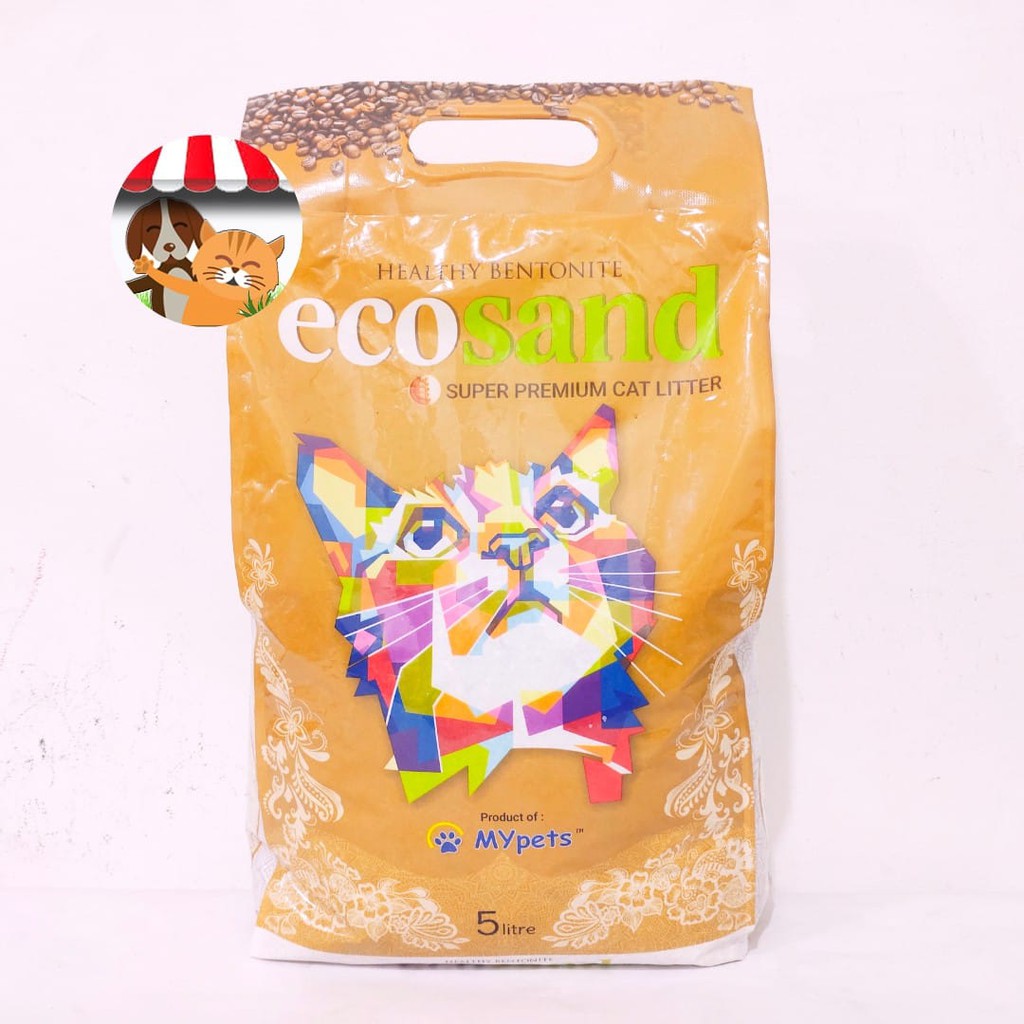 Pasir Kucing Ecosand 5 litter Eco Cat sand 5ltr Gumpal Wangi Clumping - Healthy Bentonite