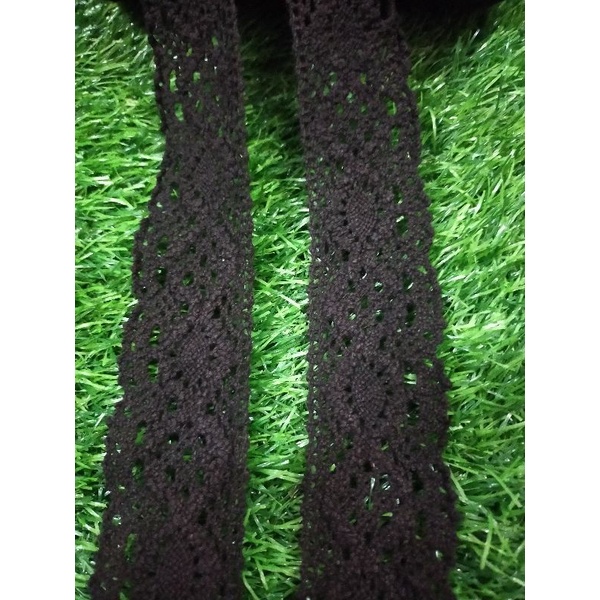 renda rajut hitam lebar 4cm