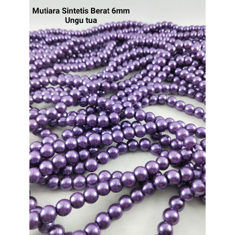 Mutsin/Mute/Mutiara Sintetis Berat 6mm/Ungu Tua(isi-/+140pcs) Bahan Untuk Membuat Kalung, Gelang