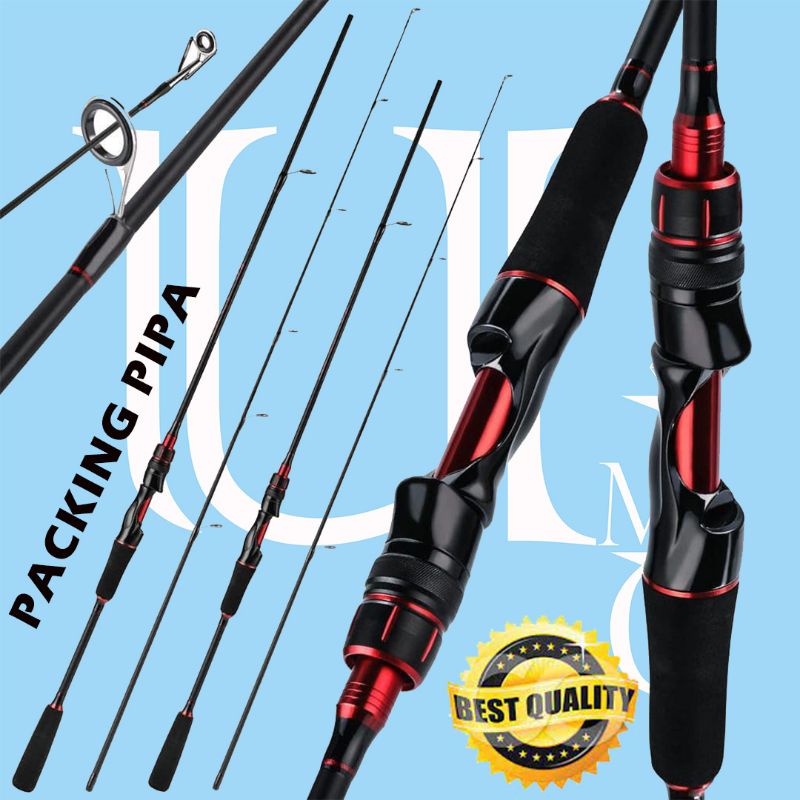 Joran Pancing Sambung Spinning Casting UL Gun Handle 2 Segments1.8 M 2.1 M BLACK
