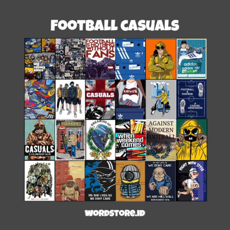 Poster Casuals Football Hooligans Ultras | Poster Dinding Casual | Poster Dinding Aesthetic | (16PCS