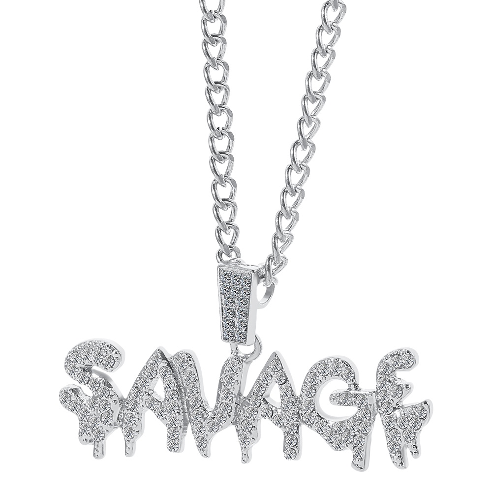 Savage Kalung Rantai Emas Liontin Cubic Zircon Gaya Hip Hop Untuk Pria