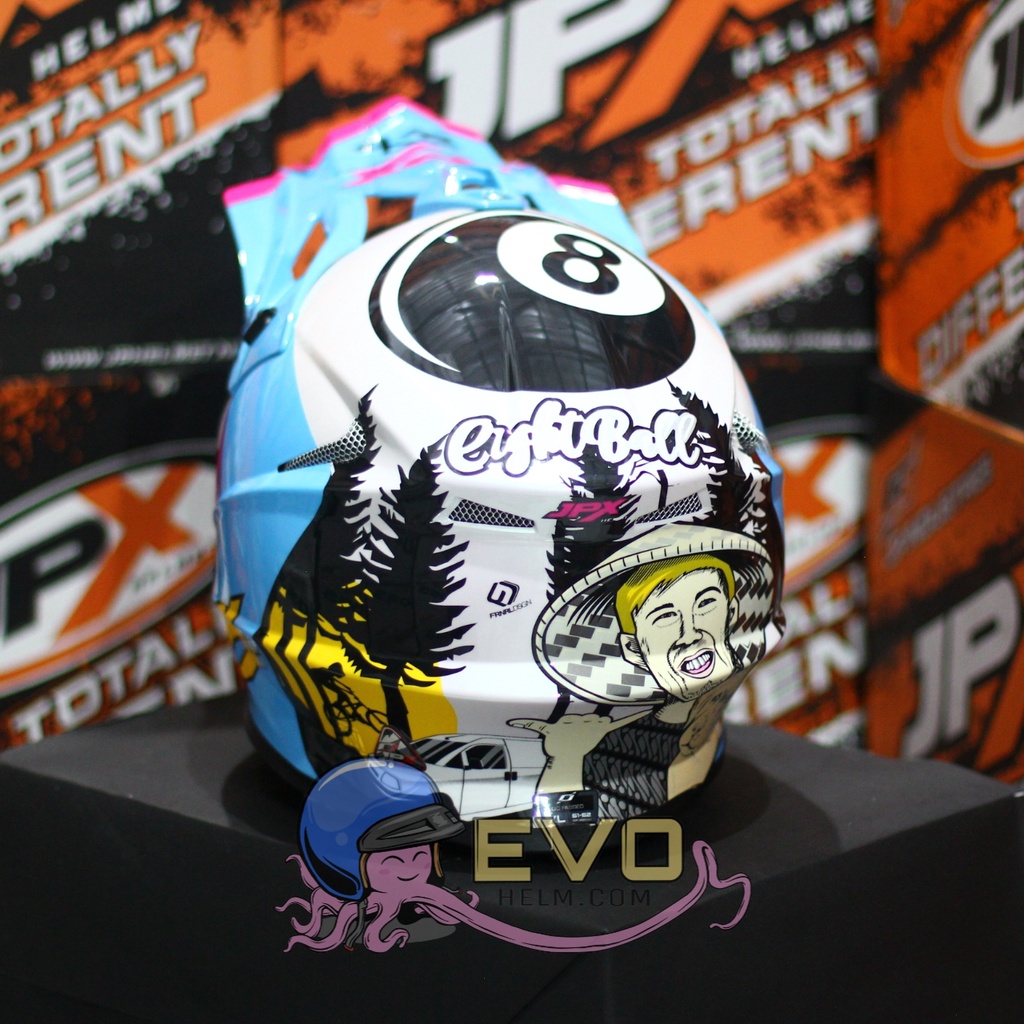 HELM JPX CROSS_FOX1 SERI X26 - PEARL WHITE DOFF + GOOGLE SNAIL (ONGKIR 2 KG) HELM JPX X26 MOTIF BATIK JPX BATIK JPX X26 BLUE PAKET GANTENG HELM JPX TERBARU