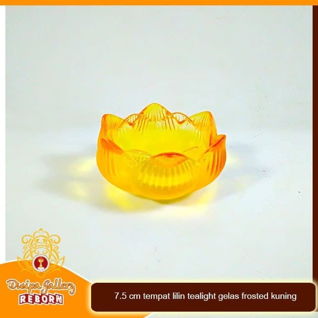 7.5 cm tempat lilin tealight gelas frosted Kuning