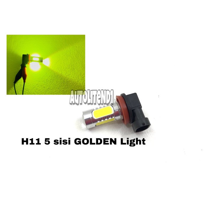 LAMPU LED MOBIL H11 FOGLAMP 5 sisi KUNING GOLD