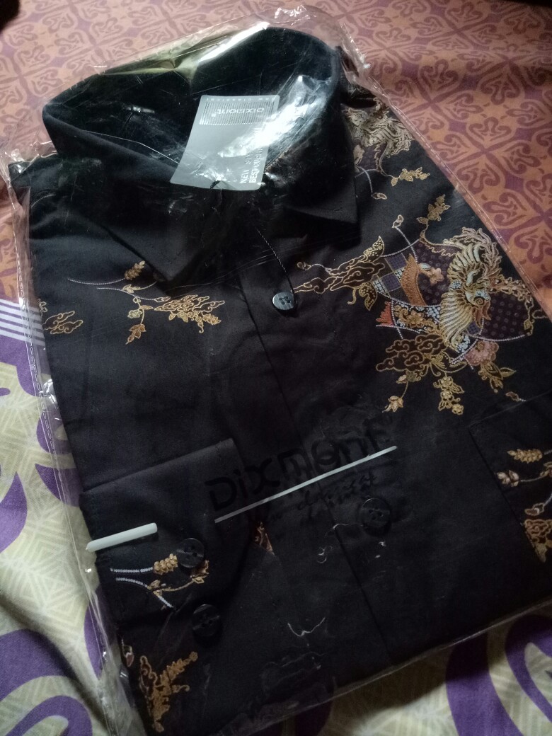 Kemeja Batik Pria Lengan Panjang Bl76 Katun Motif Modern Dixmont Semi Slimfit