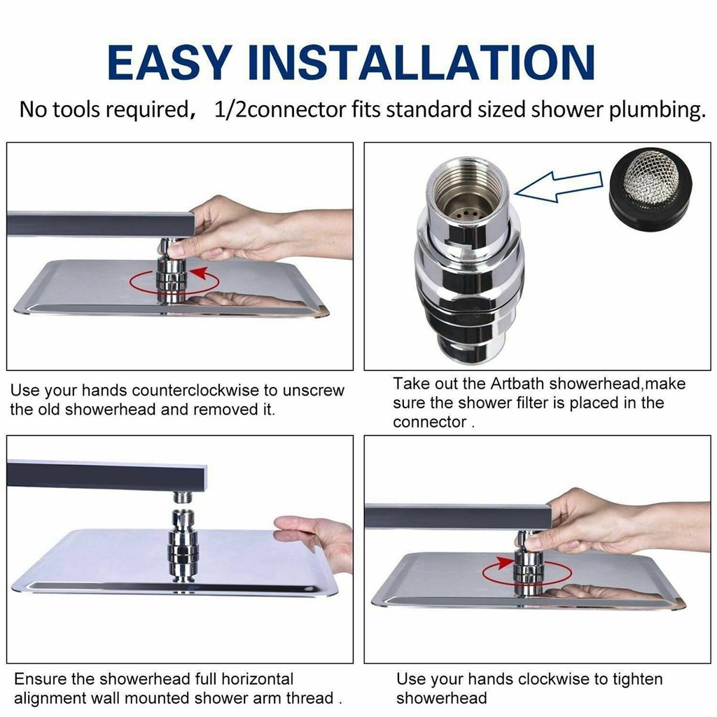 Nickolas1 Kepala Shower Tekanan Tinggi Besar Stainless Steel Overhead Rainfall Keran Air Nozzle