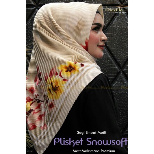 Jilbab Segi Empat Motif Plisket Polycatton Ori Nazilla-Snowsoft Millo