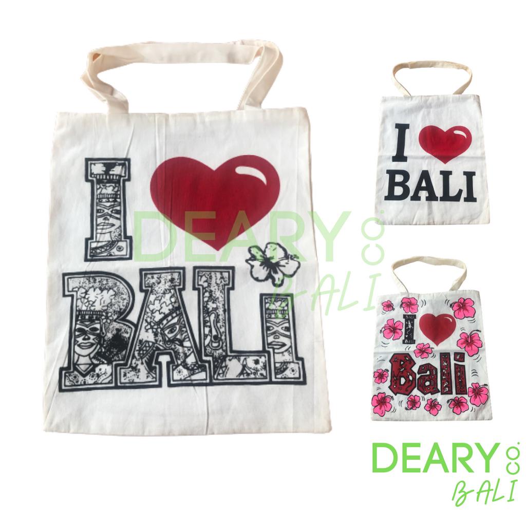 TOTE BAG CANVAS WANITA WARNA NATURAL WHITE MOTIF KHAS BALI