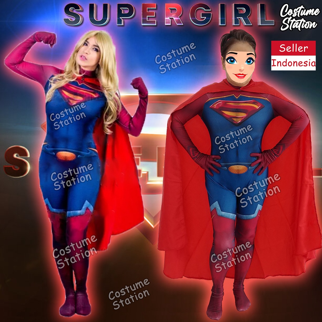 Kostum Supergirl / Costume Superwoman Superhero Justice League wanita dewasa