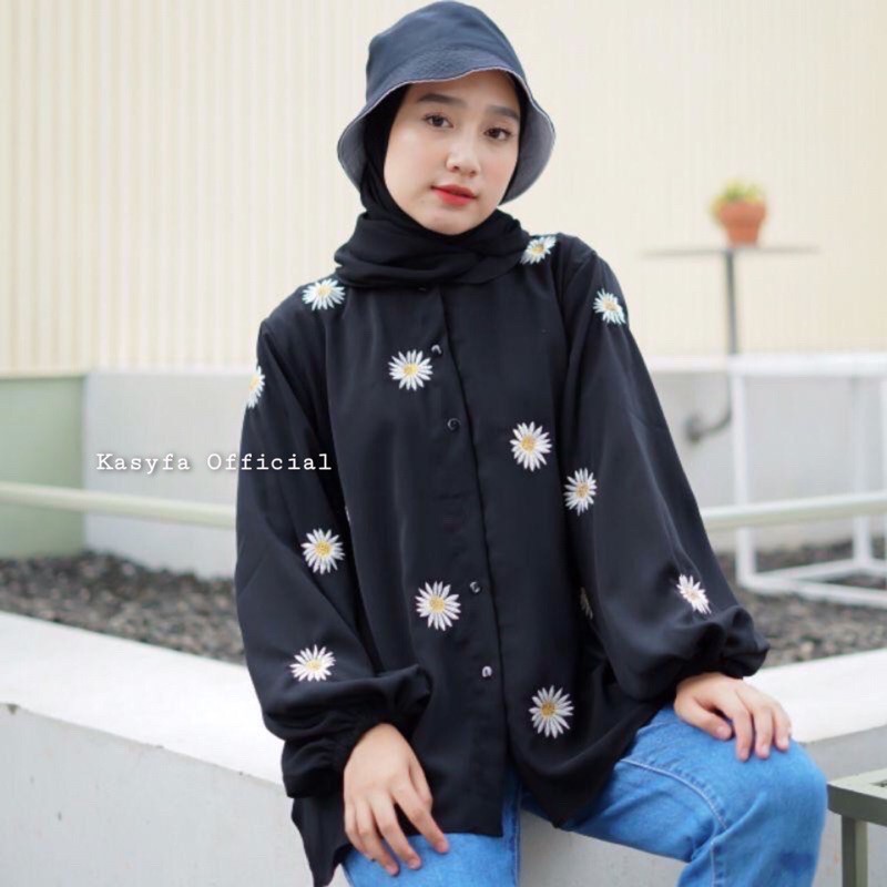 DAISY SUN FLOWER SHIRT TOP BLOUSE // BLOUSE BORDIR BUNGA MATAHARI