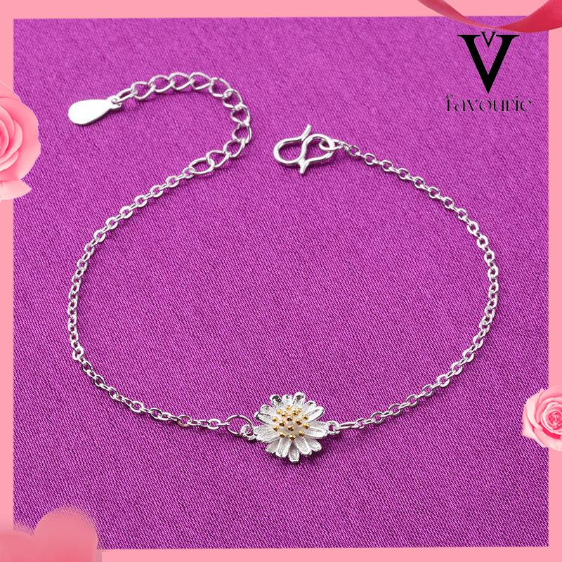 [COD]Single-layer Mini berbentuk hati Daisy Simple Transfer Beads Diamond Fashion Gelang-FA