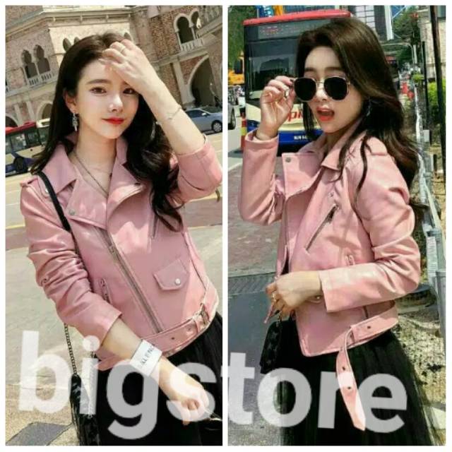 Premium Leather Jaket Kulit Raisa Ramones Trendy
