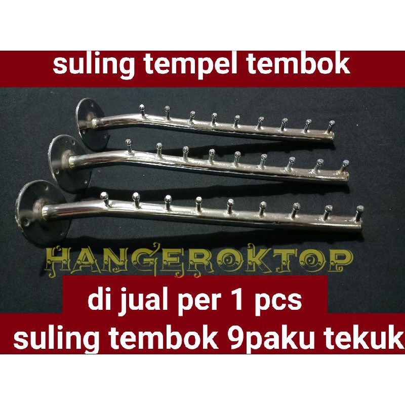 Gantungan baju suling tembok 9 paku tekuk