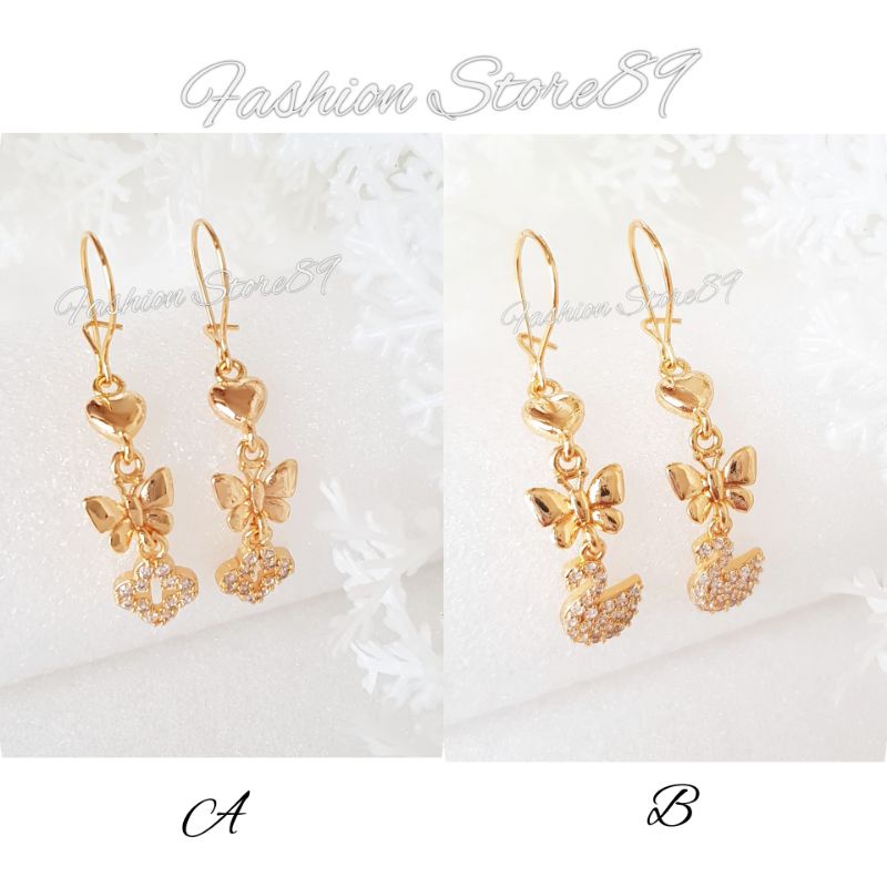 Anting Jurai Panjang Pita Tingkat Impor Fashion Yaxiya Xuping Perhiasan impor lapis emas 18k Bestquality premium