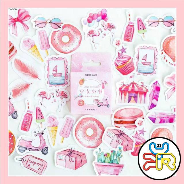 

46Pcs Stiker Desain Anak Perempuan Lucu untuk Scrapbook / Jurnal / Diary