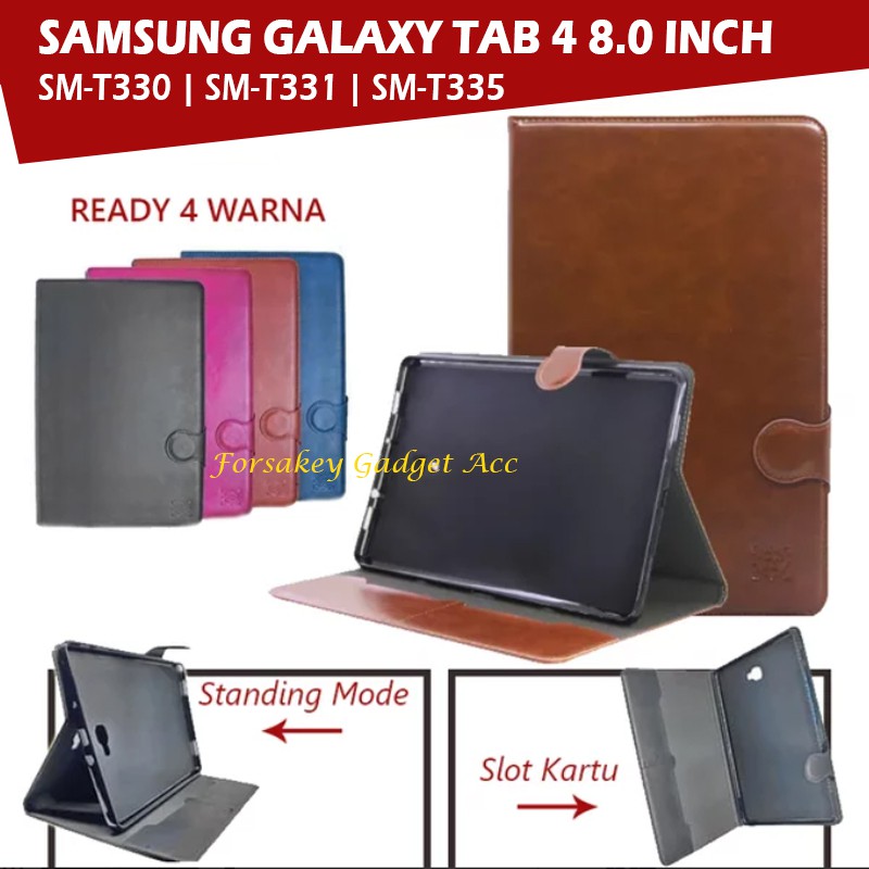 Samsung Galaxy Tab 4 8.0 8 Inch SM-T331 T330 Wallet Leather Flip Book Cover Case Casing Kesing Kulit