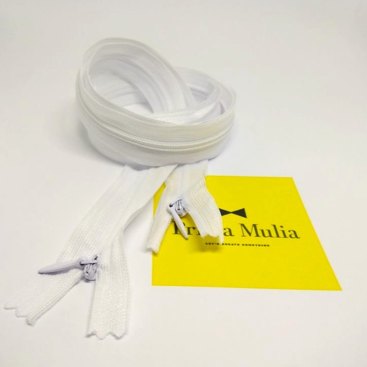 Jual 12 pcs Grosir dan Eceran Resleting Jepang Putih 50 Cm