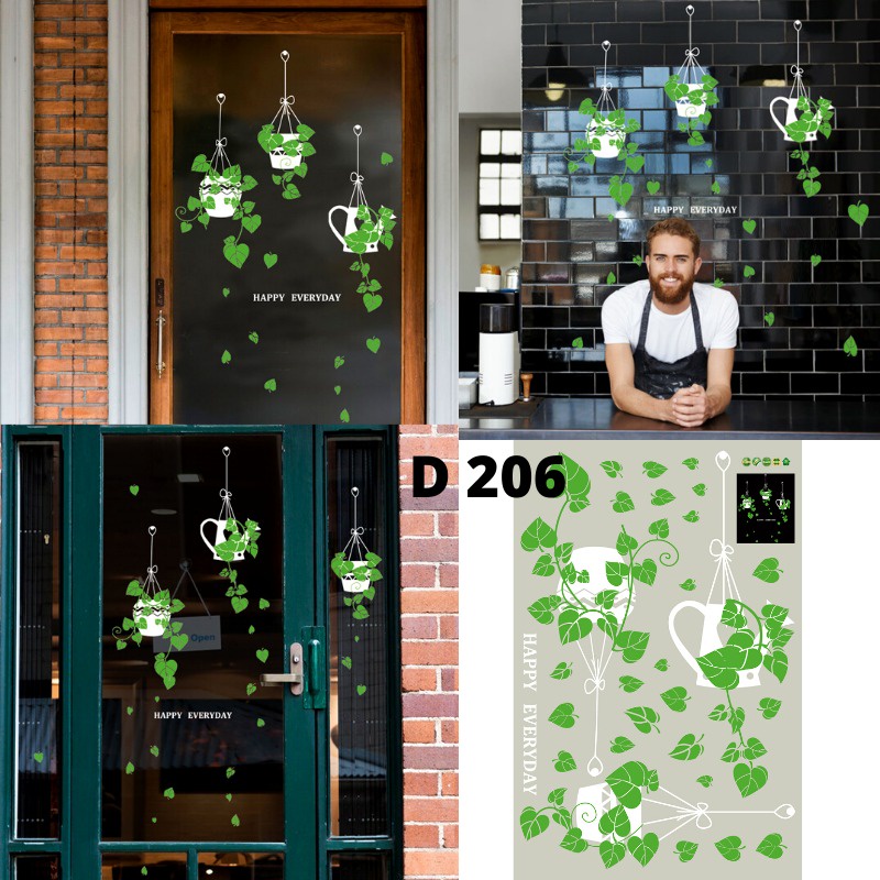WALLSTIKER WALLSTIKER WALL STICKER STIKER PAPER WALLPAPER DINDING D3 MOTIF TANAMAN HIJAU DAUN POHON KAKTUS MONSTERA DEKORASI CAFE RUMAH PINTU JENDELA CERMIN KACA HIASAN KERAMIK KAMAR MANDI TOILET ANTI AIR WATERPROOF TEGEL KOMPOR KULKAS DAPUR 3D AESTHENTIC-D206