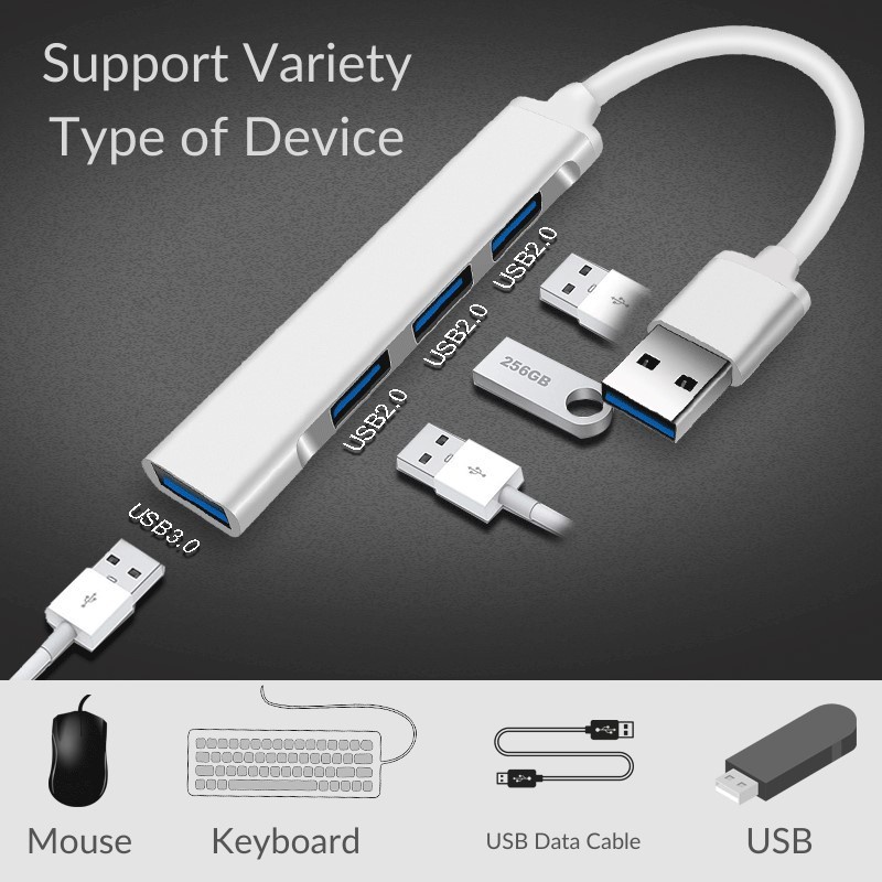 4 in 1 Hub USB 3.0 Kecepatan Tinggi Ke Tipe C USB 3.0