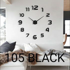 Jam Dinding Besar DIY 3D Giant Diameter 80-130cm Tempel Huruf Hiasan Angka Jumbo Raksasa Unik Aesthetic Minimalis-105 BLACK JUMBO