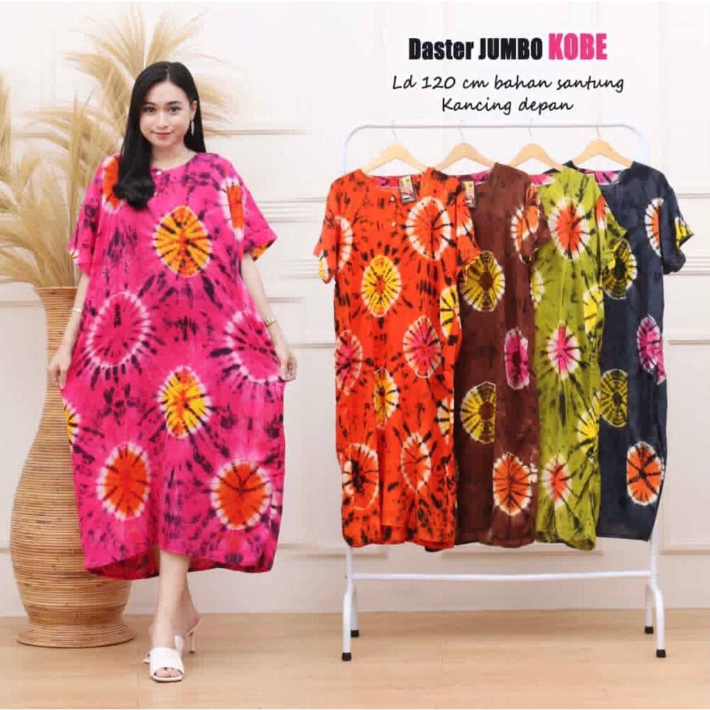 Daster Jumbo LD 120 Wanita Kekinian Bahan Rayon Kancing Depan Busui Bumil Terbaru