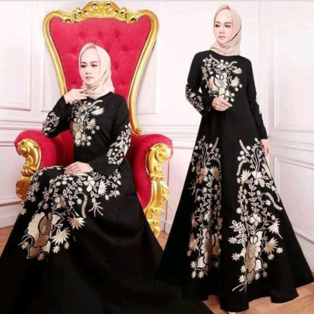 ARABIANA GAMIS (COD) TURKEY DELA & NADIA JETBLACK GAMIS SYARI TANPA PASMINA-Dela