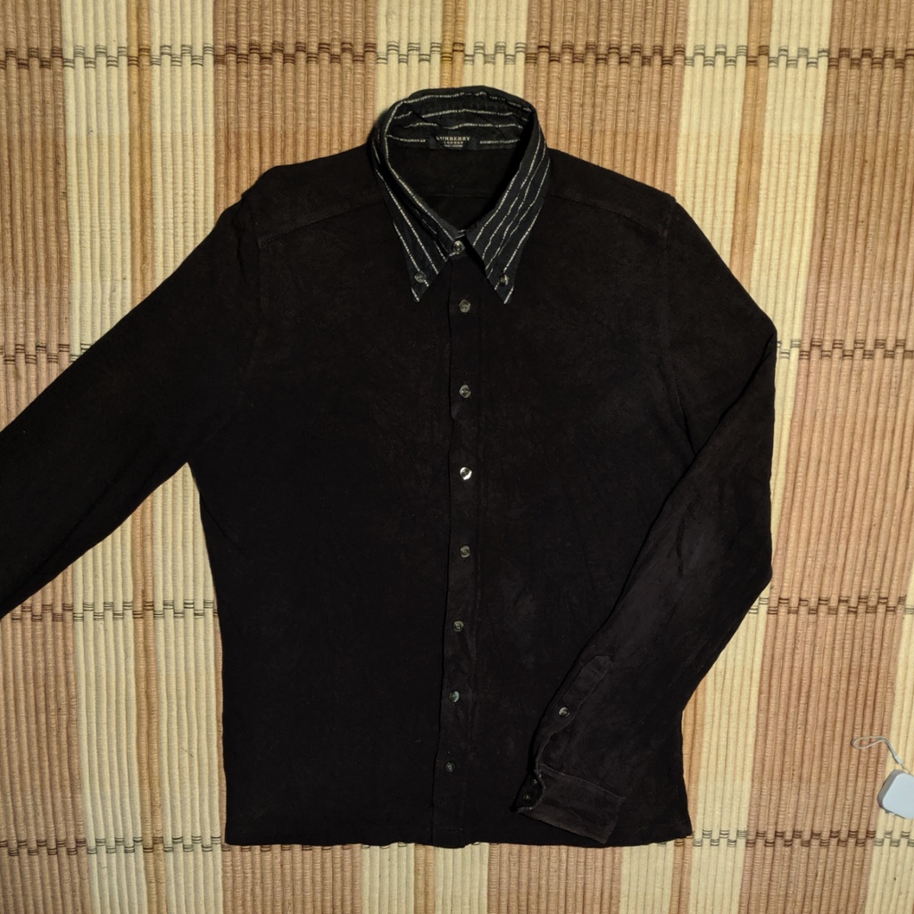 Kemeja Hitam BURBERRY LONDON Shirt Pria Size M Original Second Preloved