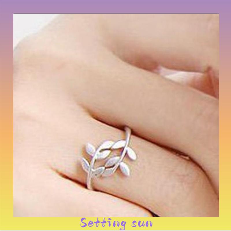 Cincin Charms Olive Tree Branch Leaves Open Ring Wedding Rings Adjustable Jewelry TN