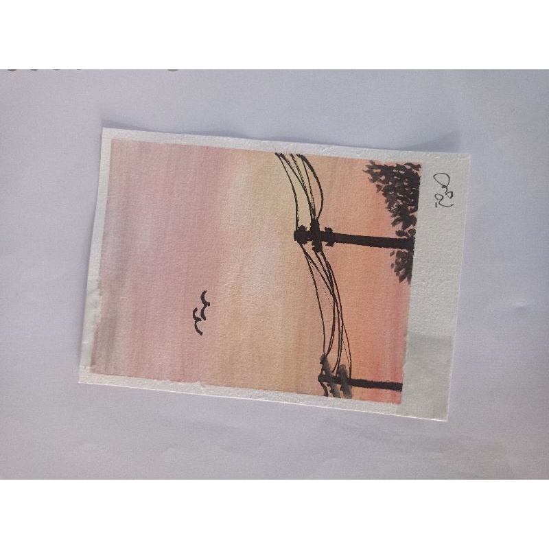 

gambar watercolor sunset murah