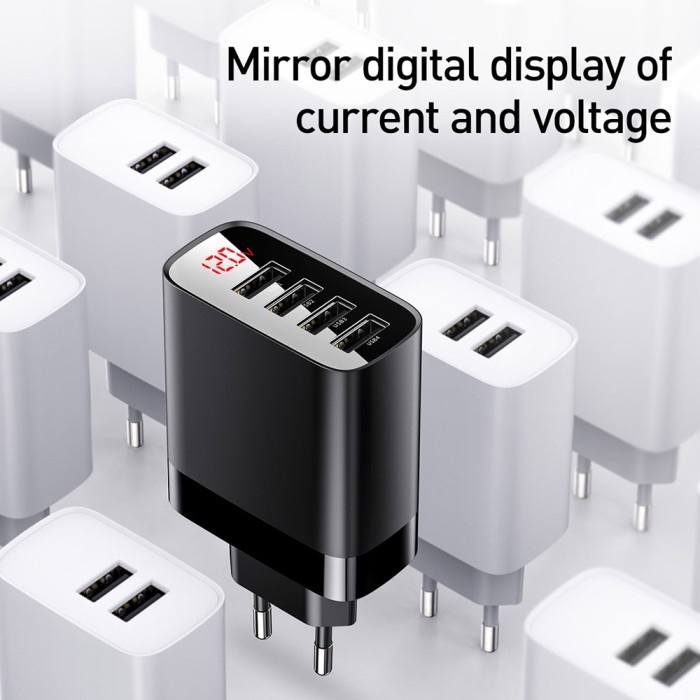 BASEUS Mirror Lake Digital Display 4USB Travel Charger EU 30W CCJMHB