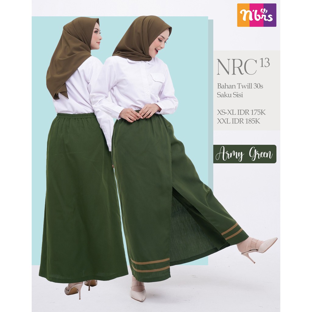 NIBRAS ROK CELANA NRC 13 BAHAN TWILL BAWAHAN MUSLIM WANITA POLOS FASHIONABLE