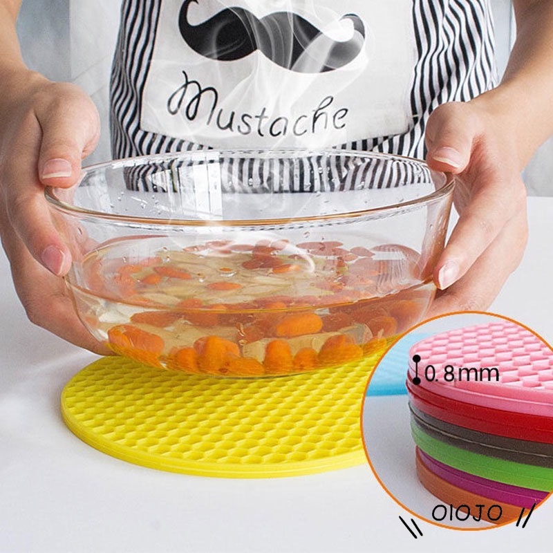 Tatakan Alas Silikon Bulat / Tatakan Piring Panci Anti Panas / Tatakan Silicon Anti Slip - Ol