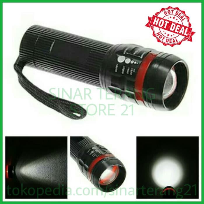SINTE Senter Baterai MINI LED ZOOM Police AAA Bagus TERANG Lensa Luxeon CREE Baterai