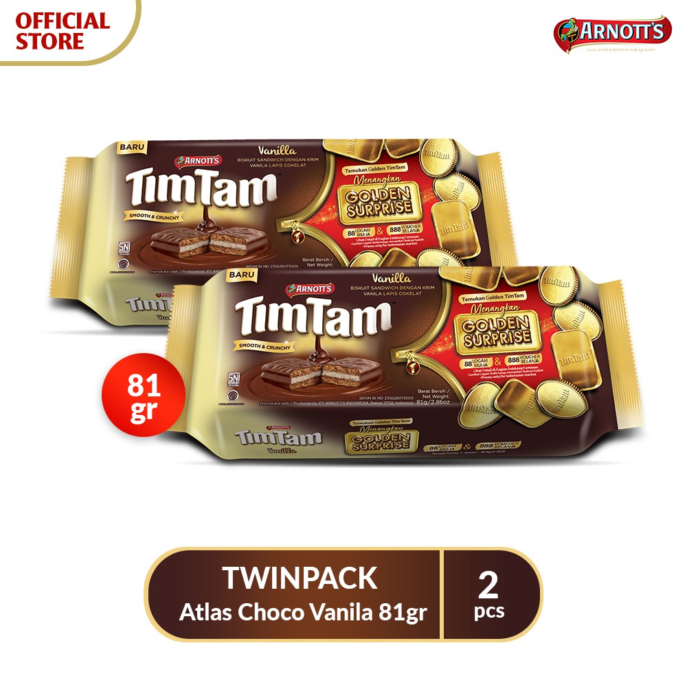Tim Tam Atlas Wafer Choco Vanila 2 x 81 gr