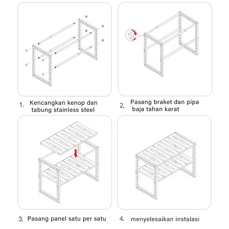 Rak Sepatu /Rak Panci Dapur Multifungsi/Lemari 2 Susun Kitchen Tempat Bumbu Panjangin/Flexible Rak Panci Bawah Wastafel/Rak  Serbaguna Bumbu/2 Tingkat Kitchen Rak/Dapur Tempat Bumbu Microwave Stainless / rak buku rak sepatu