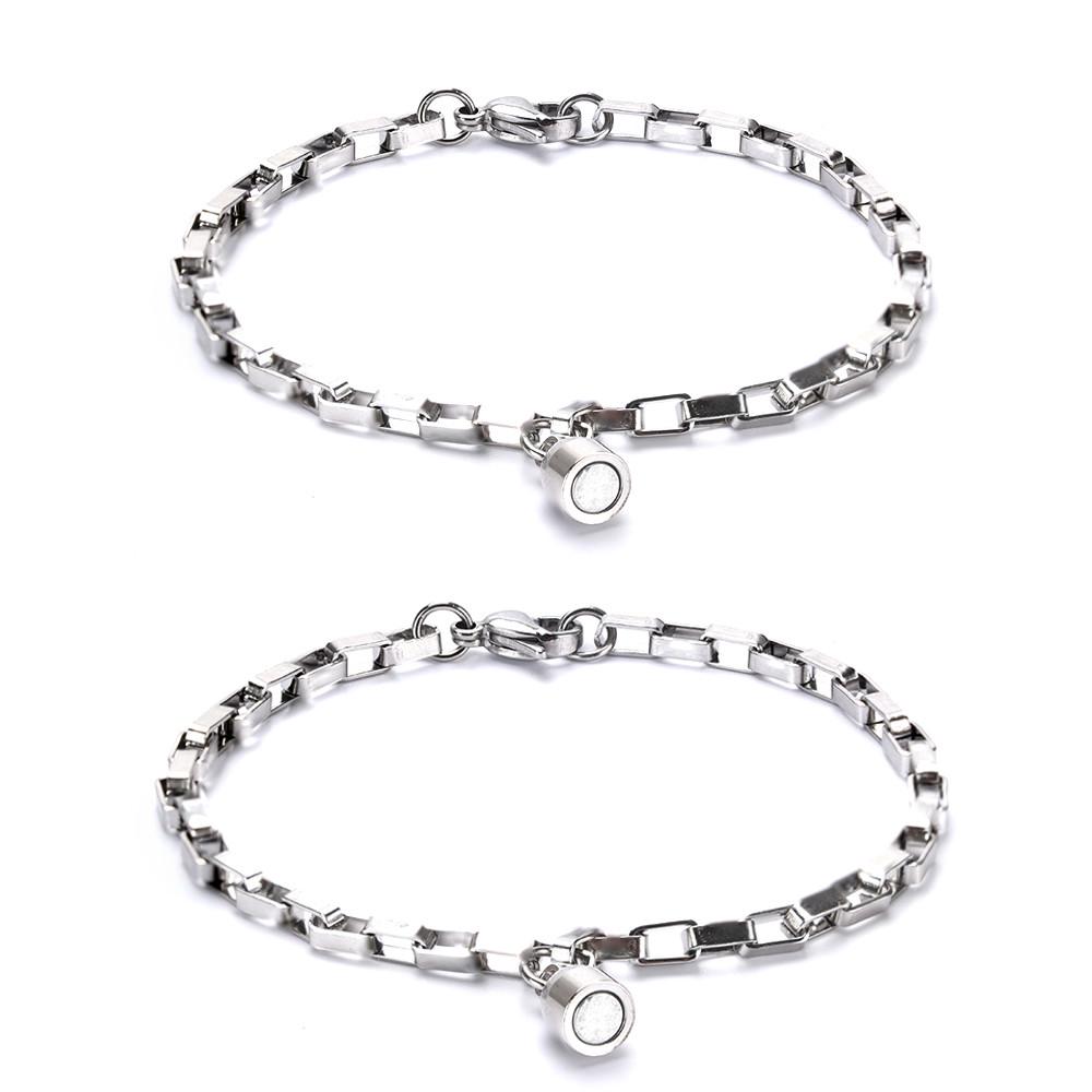 2 Pcs/ Set Adjustable  Stainless Steel Magnet Couples Bracelet / Attractive Chain Link Bracelet Valentine'Day Gifts