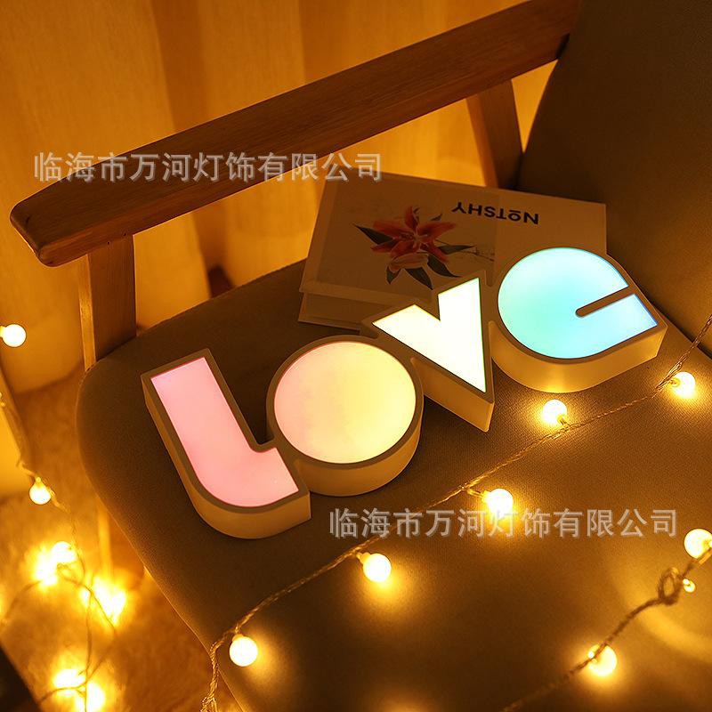 (BOW) Lampu Led Motif Tulisan Love Pajangan Dekorasi Lampu Meja 23AD295