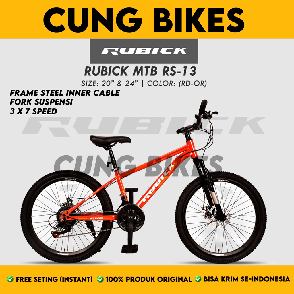 Sepeda Gunung MTB 20 24 26 Inch Rubick RS-13 3x7 speed double disc brake by United bike