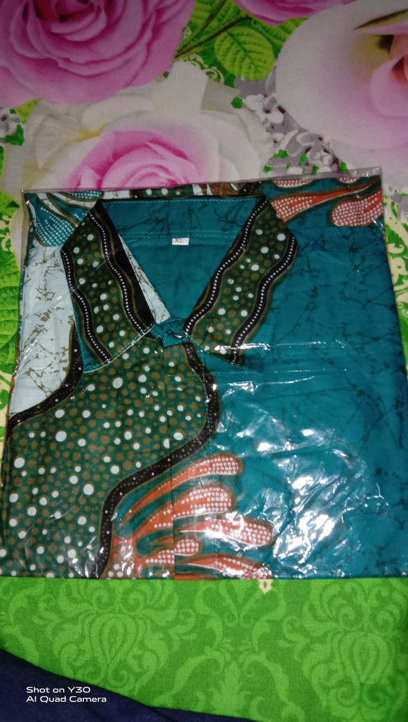Asifa Batik Hrb026 Kenongo Kemeja Tosca Pendek Pekalongan Padi M L Xl Sogan Tulis Halus Kemeja Batik