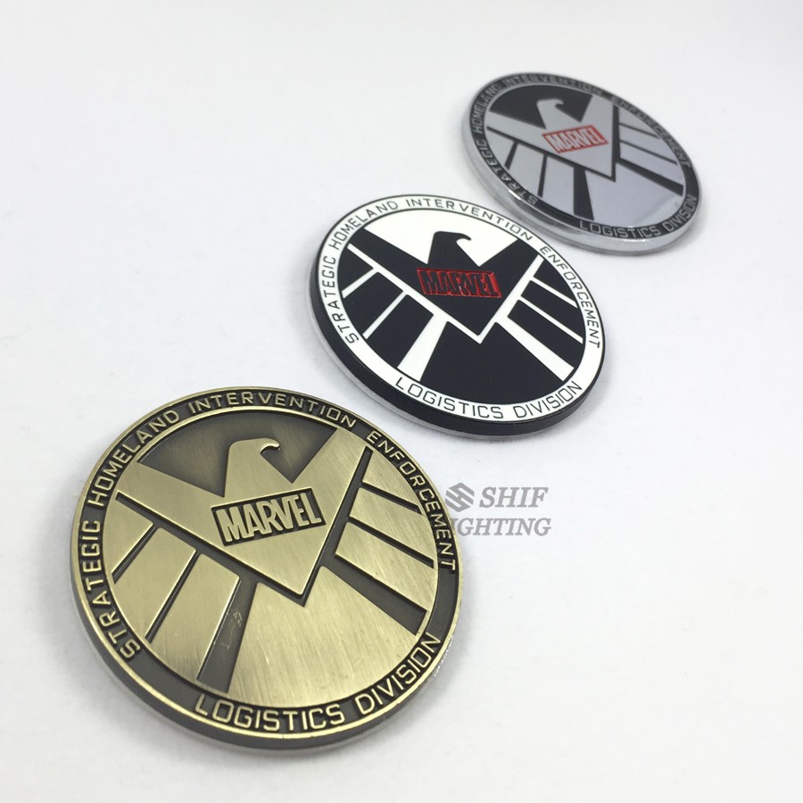 1Pc Stiker Emblem Logo Motor Marvel Hero s.h.i.e.l.d Logo Bahan Metal untuk Mobil