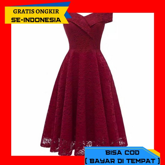 Dress Wanita Terbaru Baju Kondangan Dress Brukat Pesta Baju Natal Wani (Repetan) Lofoten Dress Lofot