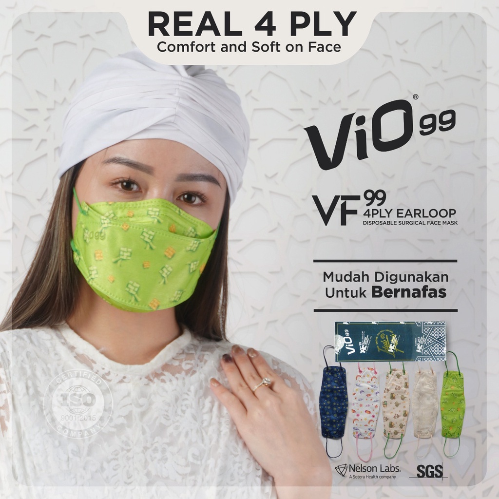 Vio VF99 Mask '10S 4 Ply Earloop Idul Fitri EDISI RAMADHAN DAN LEBARAN - ISI 10 MIX MOTIF FILTERASI 99% MASKER ISLAMI SPECIAL EDITION