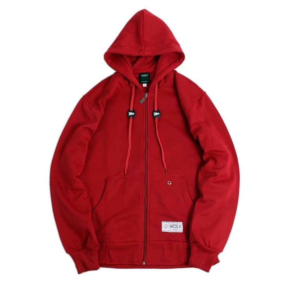 Hoodie Zipper Wolv Polos / Sweater Hoodie Polos Katun Tebal / Sweater Polos Premium